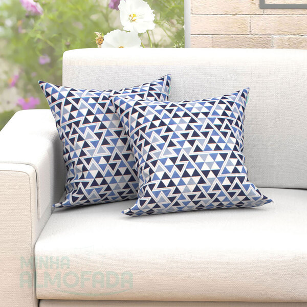 Almofadas Decorativas Para Sala Triângulo Azul Marinho Jacqua