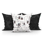 Almofadas Decorativas Preta e Jornal Composê 45cm x 45cm com