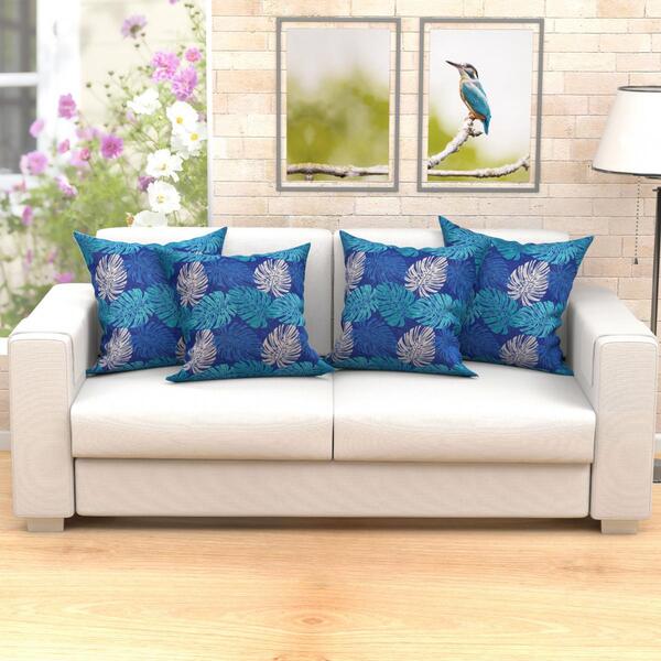 Almofadas Grandes Azul Estampada Decorativa 4 Unidades 60cm X