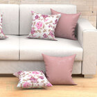 Almofadas Para Sala Floral Rosa Composê 45cm X 45cm 4 Unidade