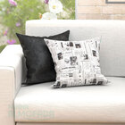 Almofadas Para Sala Jornal Preto Composê 45cm X 45cm 4 Unidad