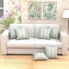 Almofadas Para Sala Listras Azul Tiffany Jacquard 45cm X 45cm