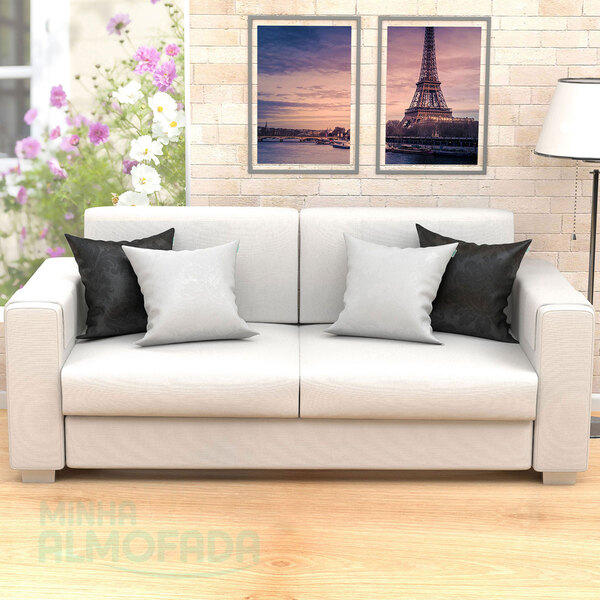 Almofadas Para Sala Preto Medalhão Composê 45cm X 45cm 4 Unid