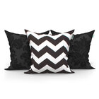 Almofadas para Sofá Preta Chevron 45cm x 45cm com Zíper e Enc