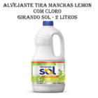 Alvejante Com Cloro Girando Sol 2 Litros Tira Manchas Lemon