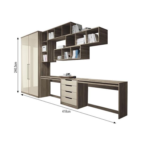 Ambiente Modulado Home Office Doce Vida 9 Peças - Pr Móveis