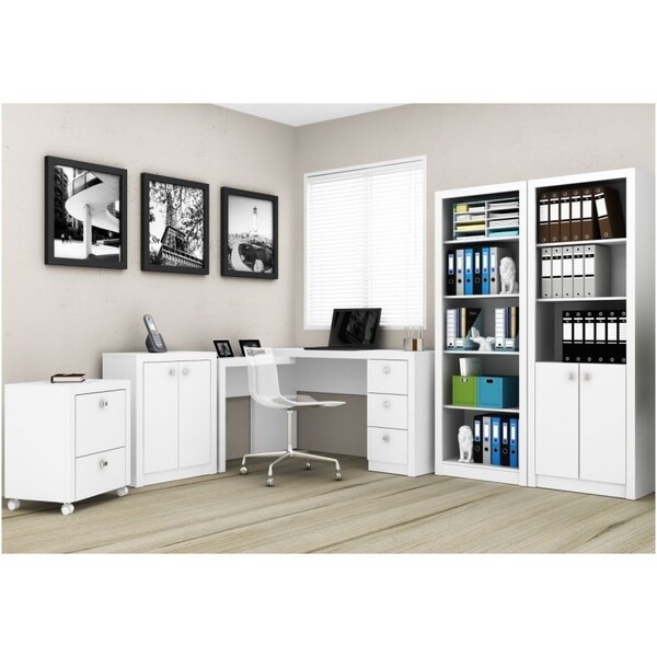 Ambiente Para Home Office 05 Peças Branco - Tecno Mobili