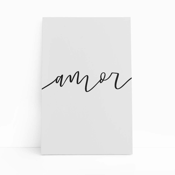 Amor Palavra Cursiva Minimalista Quadro Canvas 120x80cm