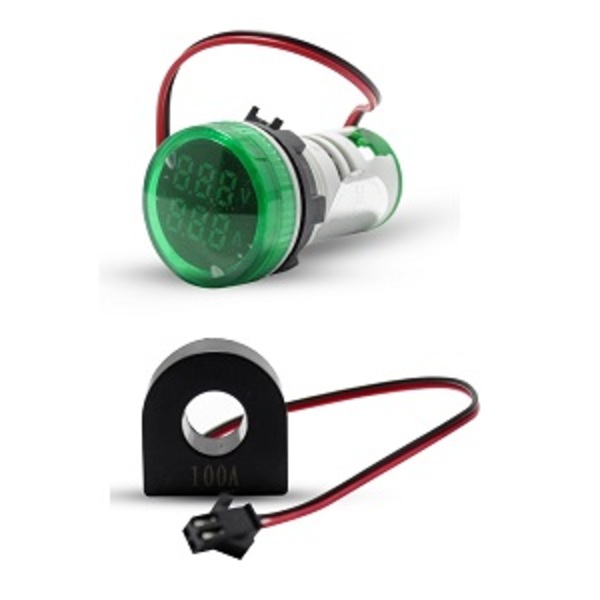 Amperímetro E Voltímetro Digital 22mm 0-100a 50-500vca Altron