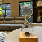 Ampulheta Decorativa Azul Com Base Madeira Magnética 55 Segun