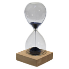 Ampulheta Decorativa Azul Com Base Madeira Magnética 55 Segun