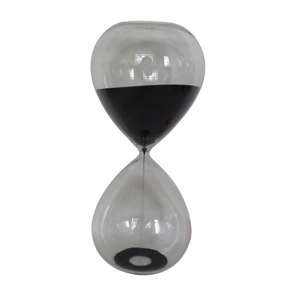 Ampulheta Em Vidro Com Areia Preta  15min 8cm X 8cm X 19 5cm