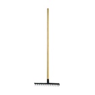 Ancinho 16 Dentes Aço Carbono Cabo Madeira Pra Limpeza 125cm