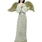 Anjo Decorativo Com Gliter Branco Enfeite Resina Natal 38cm
