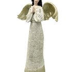 Anjo Decorativo Com Gliter Branco Enfeite Resina Natal 38cm