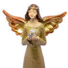 Anjo Dourado De Resina Detalhe Pomba Decorativo 20cm