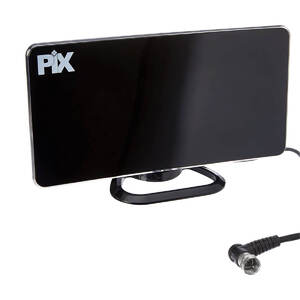 Foto de Antena Interna Curva Black Piano Fm Uhf Vhf Plug 90º Nf