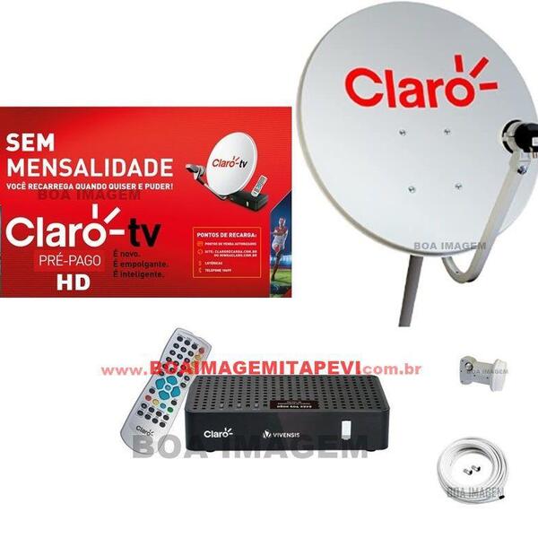 Antena Parabólica 60 Cm Claro Tv Pré-pago Com 1 Recepitor D