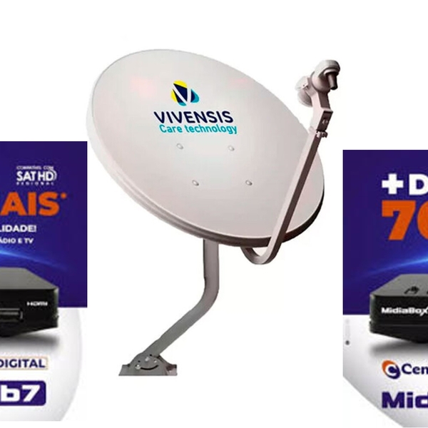 Antena Parabólica 60cm +2 Recepitores Digital Century Midiabo