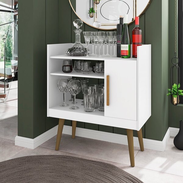 Aparador 1 Porta Vintage Retrô Café Ii  Branco