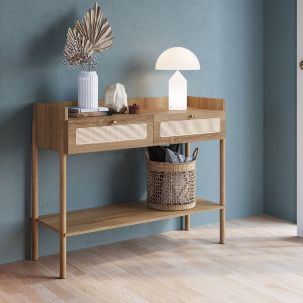 Aparador 2 Gavetas 103cm Palhinha Pé Madeira Oslo  Hanover