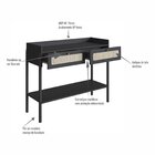 Aparador 2 Gavetas 103cm Palhinha Pé Madeira Oslo Nero/preto