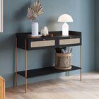 Aparador 2 Gavetas 103cm Palhinha Pé Metal Oslo Nero/dourado