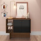 Aparador 2 Portas 2 Nichos Br46 Preto/madeirado