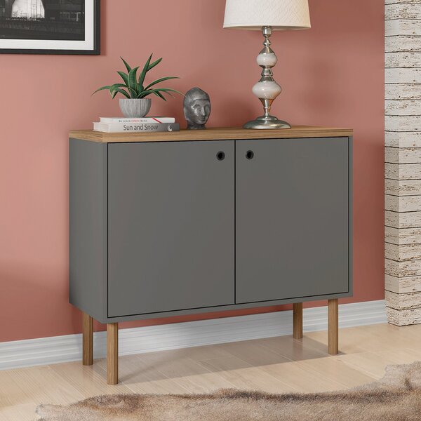 Aparador 2 Portas 2 Prateleiras Mult  Chumbo/nogueira