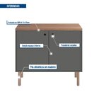 Aparador 2 Portas 2 Prateleiras Mult Chumbo/nogueira