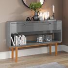 Aparador 2 Portas Cinza Perolizado Marrom Catar Lukaliam