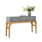 Aparador 2 Portas Pés Em Madeira Maciça Cinza Perolizado Marr