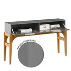 Aparador 2 Portas Pés Em Madeira Maciça Cinza Perolizado Marr