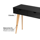 Aparador 3 Gavetas Olga Com Pés Amadeirado - Preto Brilho