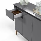 Aparador 3 Portas 1 Gaveta Retrô Pés Em Madeira Veneza  Cinza