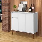 Aparador 3 Portas 1 Gaveta Retrô Pés Em Madeira Veneza Branco