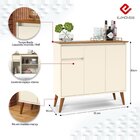 Aparador 3 Portas 1 Gaveta Retrô Pés Em Madeira Veneza Branco