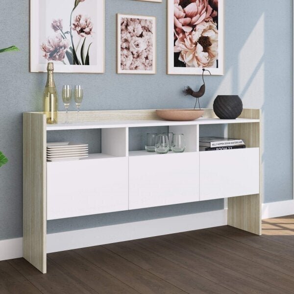 Aparador 3 Portas 3 Nichos Sensações Espresso Móveis Branco E