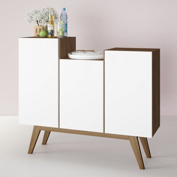 Aparador 3 Portas Br86  Branco/madeirado