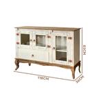 Aparador 3 Portas Vidro Madeira Maciça Rústico Branco Garapa