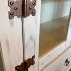 Aparador 3 Portas Vidro Madeira Maciça Rústico Branco Garapa