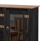 Aparador 3 Portas Vidro Madeira Maciça Rústico Preto Garapa D