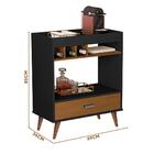 Aparador 4041 Jb Preto/nature Pés De Madeira