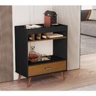 Aparador 4041 Jb Preto/nature Pés De Madeira