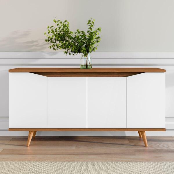 Aparador 4 Portas De Bater Edimburgo Branco/cedro