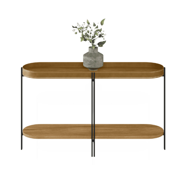 Aparador 80x139 Com Detalhes Em Couro Virginia Nature Fosco