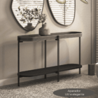 Aparador 80x139 Com Detalhes Em Couro Virginia Preto/preto Tx