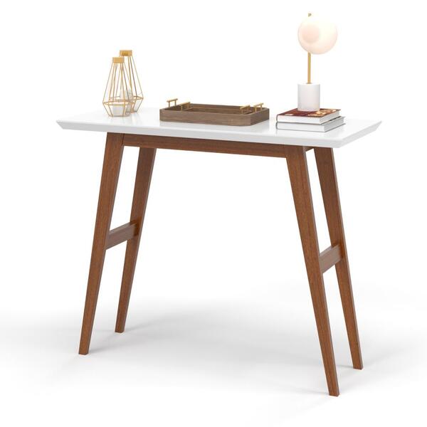 Aparador 9040 Hall Sala 90cm Tampo Mdf 30 Pés Madeira Branco/