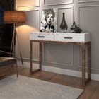 Aparador Absoluto 2 Gavetas Com Branco Pés Madeira Natural