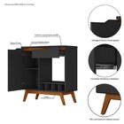 Aparador Adega 1 Porta 1 Gaveta Retrô Tóquio  Móveis Preto